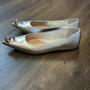 Alexander McQueen Punk Stud Ballet Flat - Silver 7.5
